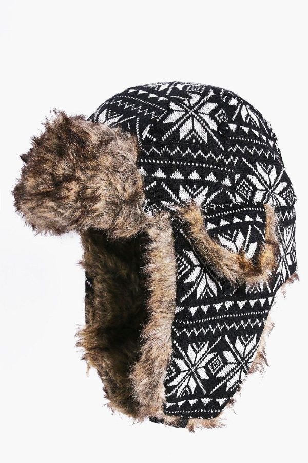 Fairisle Fur Lined Trapper