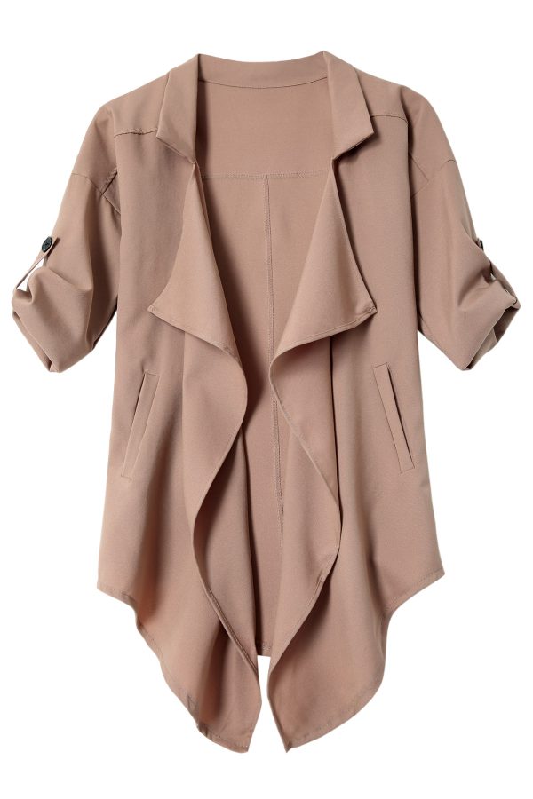 Long Sleeve Solid Color Trench Coat - Image 2