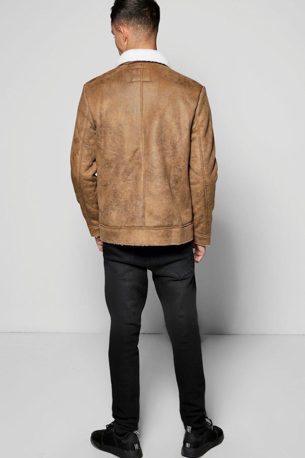 Sherpa Collar Faux Suede Jacket2 - Image 3